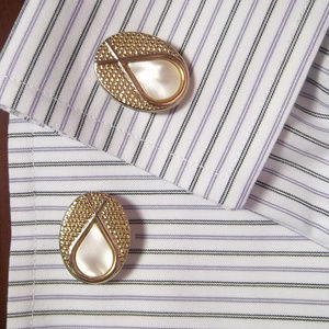Gold Tone Cuff Links with Pearl Inlay